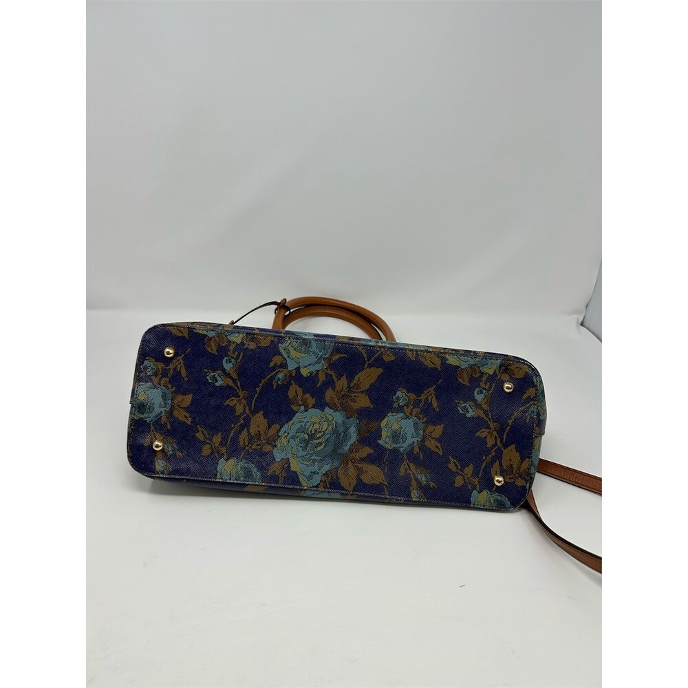 Lauren Ralph Lauren Satchel Top Shoulder Handle Bag Medium Navy Floral Zip - Picture 7 of 13